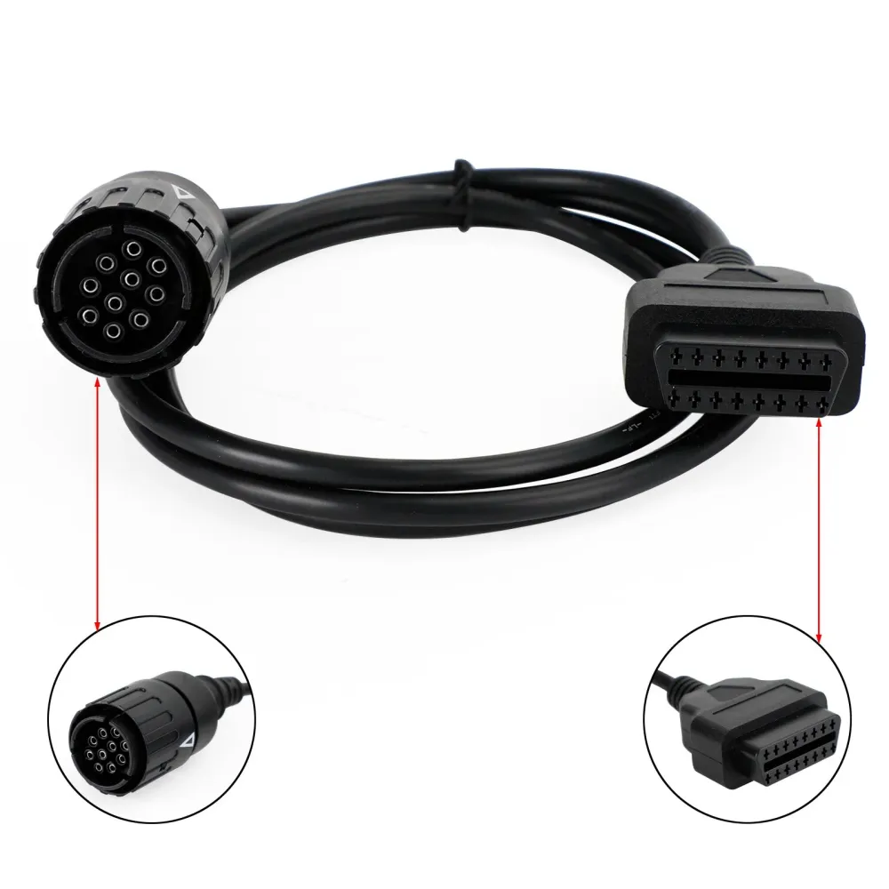 BMW OBD2 kabelkontakt Diagnostisk skannerkabel Motorsykkel 10 Pin til 16pin