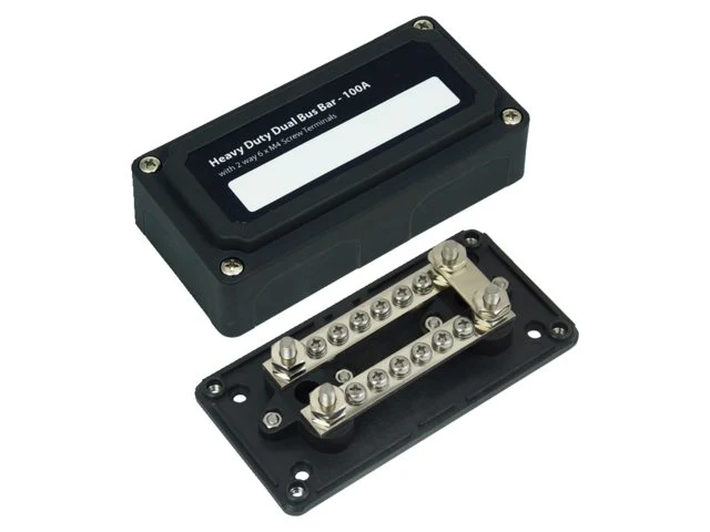 Talamex, HD Dualbusbar 12xM4 med 4xM6 studs 100A, 48V DC