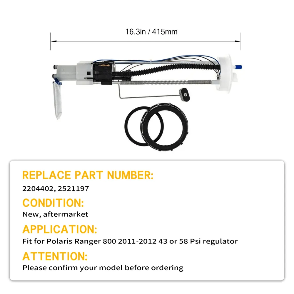 Drivstoffpumpeenhet 2204402 2521197 Passer til Polaris Ranger 800 2011-2012 43 eller 58 Psi regulator