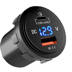 4 CONNECT Voltmeter med USB-C/, vanntett,12-24V