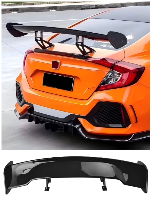 57" 145 cm universal Racing GT-stil Down Force bagasjeromsspoilervinge i blank svart