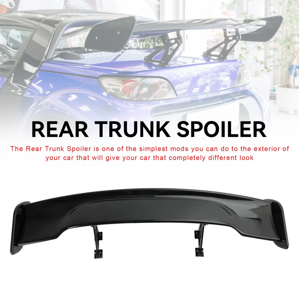 57" 145 cm universal Racing GT-stil Down Force bagasjeromsspoilervinge i blank svart