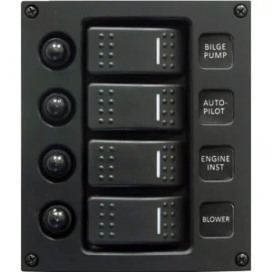 Talamex, bryterpanel buet design, 4 brytere, IP66, 12V-24V, 45A