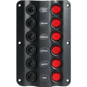 Talamex, Switch panel wave design, 6 kontakter 12V (35A), 100 mm, 589081
