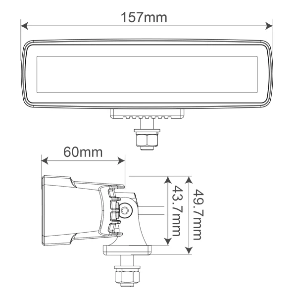 1852, LED-dekklys 10-30V DC, 2880 lm, 30W, 5700K, IP67/IP69K, 157 x 44 x 60 mm