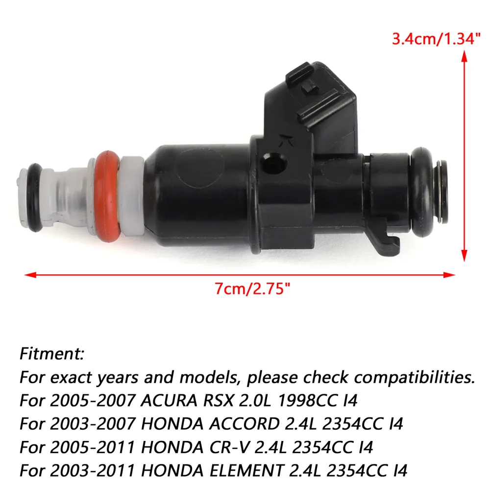 2005-2007 Acura RSX 2.0L 1998cc i4 4pcs drivstoffinjektorer 16450RAA01 16450-RAA-A01