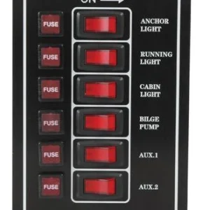 Elektrisk panel 6 kontakter 12V vertikal, 10 , 115 mm x 165 mm