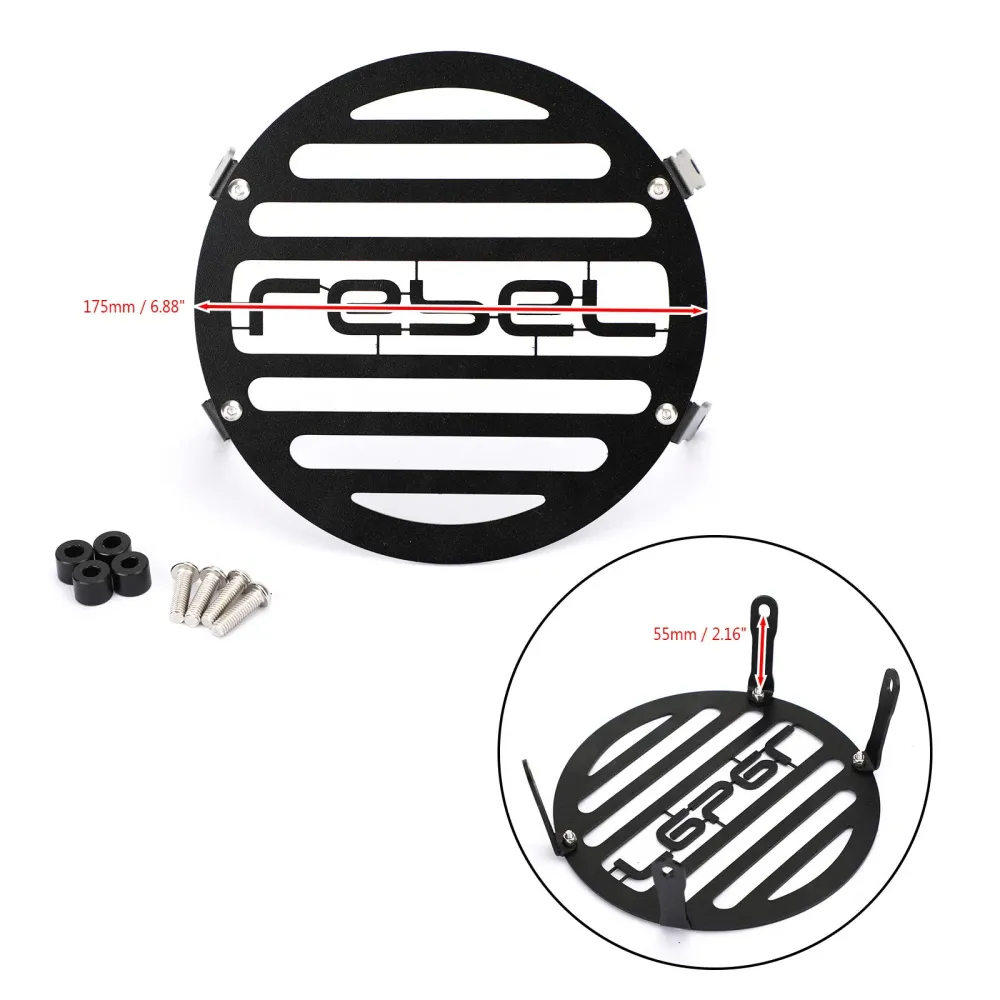 Svart frontlys dekke vakt grill passer Honda Rebel CMX 500 300 19-2020 generisk