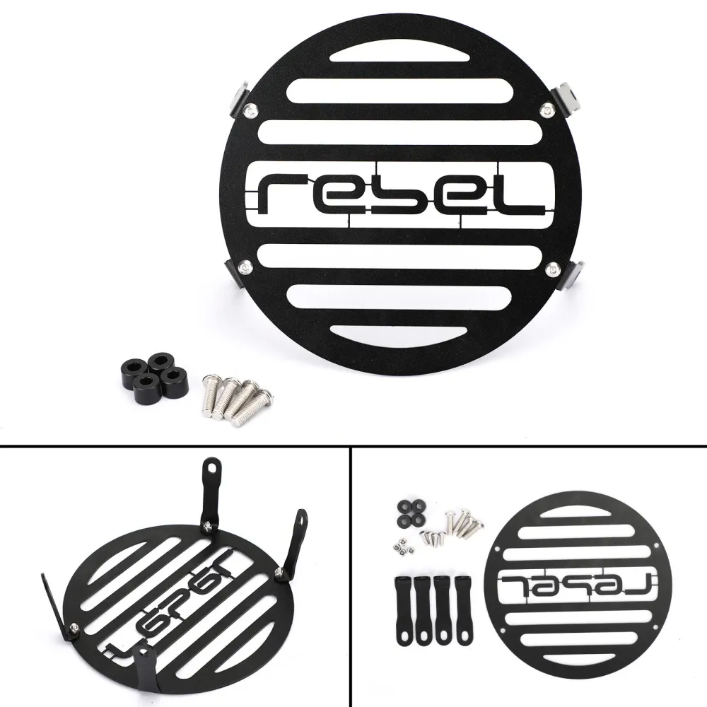 Svart frontlys dekke vakt grill passer Honda Rebel CMX 500 300 19-2020 generisk