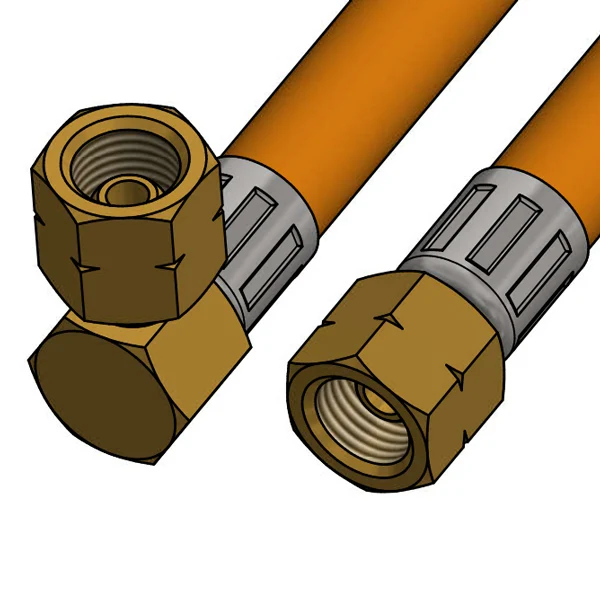 Gasslange 80 cm, 1/4" gjenger LH vinklet med LH krage, EN 16436-2