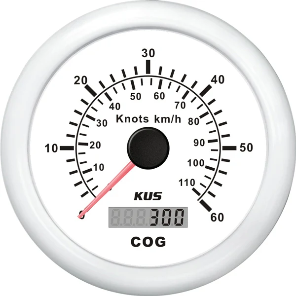 Kus, GPS Speed ​​​​0-60 knott, hvit, 12/24V, Ø 85 mm, IP67