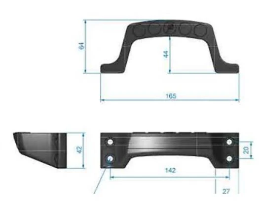 Roca, Håndtak/Trinn hvit, 165x42mm, Bruddstyrke 500 kg, Maks belastning 400 kg