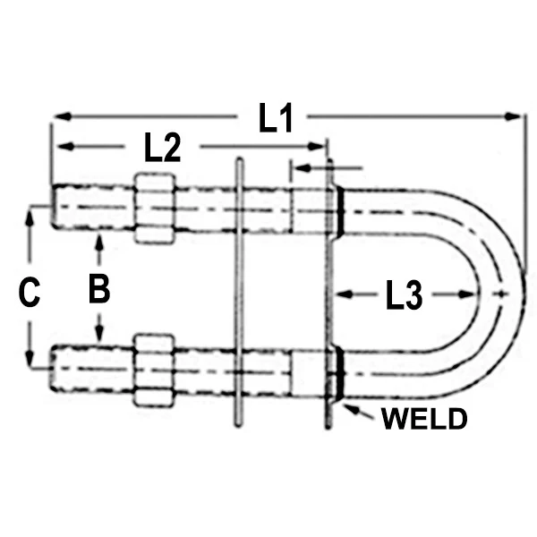 1852, U-Brace RF Ø15,8mm, 160/91mm, 2 plater med muttere