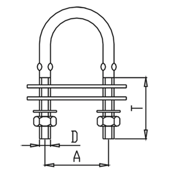 1852, U-stag RF bolt Ø12mm - avstand 60mm, AISI 316, T: 78mm, Ø: 14mm