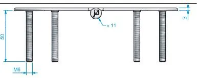 Roca, Hinge RF m/faste M6 skruer 60x160mm, revers, AISI 316