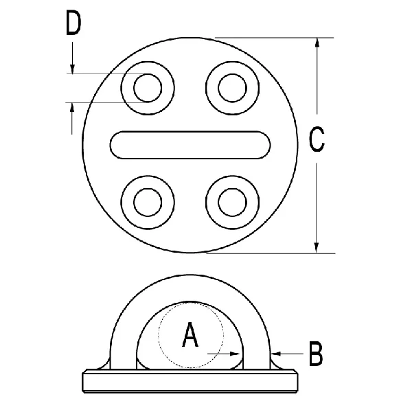 Ronstan, Pad Eye base Ø50mm, henger Ø7,3mm, rustfritt stål, bruddstyrke 4000 kg