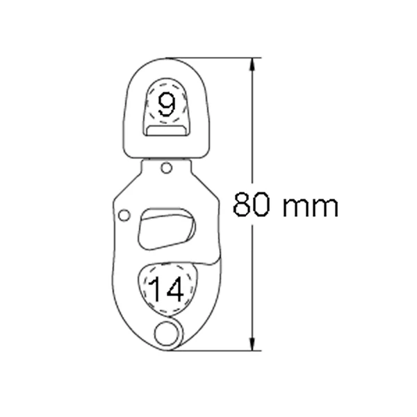 Ronstan, Triggersnap Lap Hook Small Eye, Bruddstyrke 2000 kg, 14/9 mm, 80 mm, 60 g