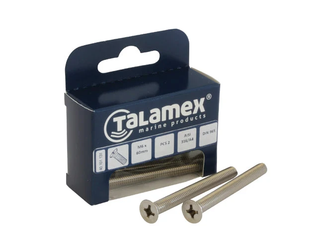 Talamex, Forsenket skrue M5x40, Rustfritt stål AISI 316, 6 stk.