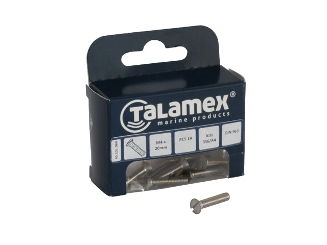 Talamex, Hovedskrue Cs, Slidset, AISI 316 Rustfrit Stål – Størrelse: M4x70, 6 Stk