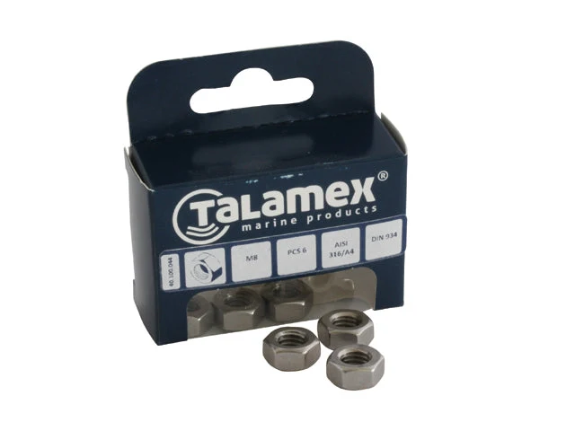 Talamex, Sekskantmutter M10, Rustfritt stål AISI 316, 2 stk.