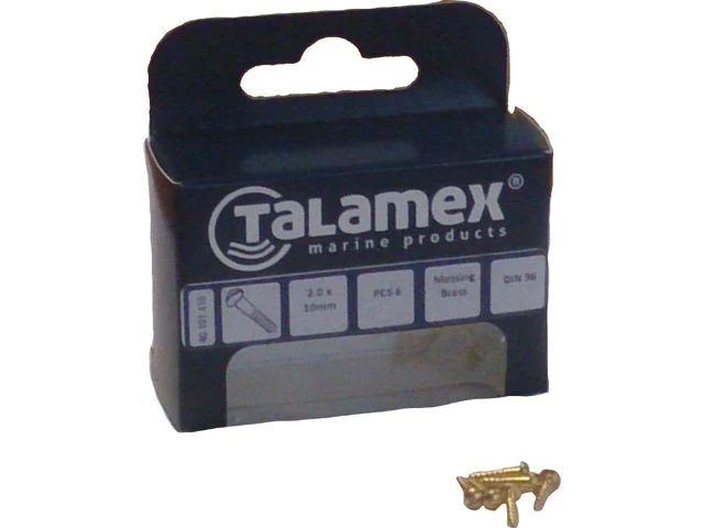 Talamex, treskrue med spor, messing, 2,0 x 10 mm, 6 stk, DIN 96