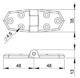 Trudesign, Hengsel kort svart 96x35mm (2 stk.)