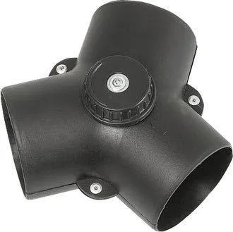 Y-ventil med spjeld 75 x 60/60 mm, sort