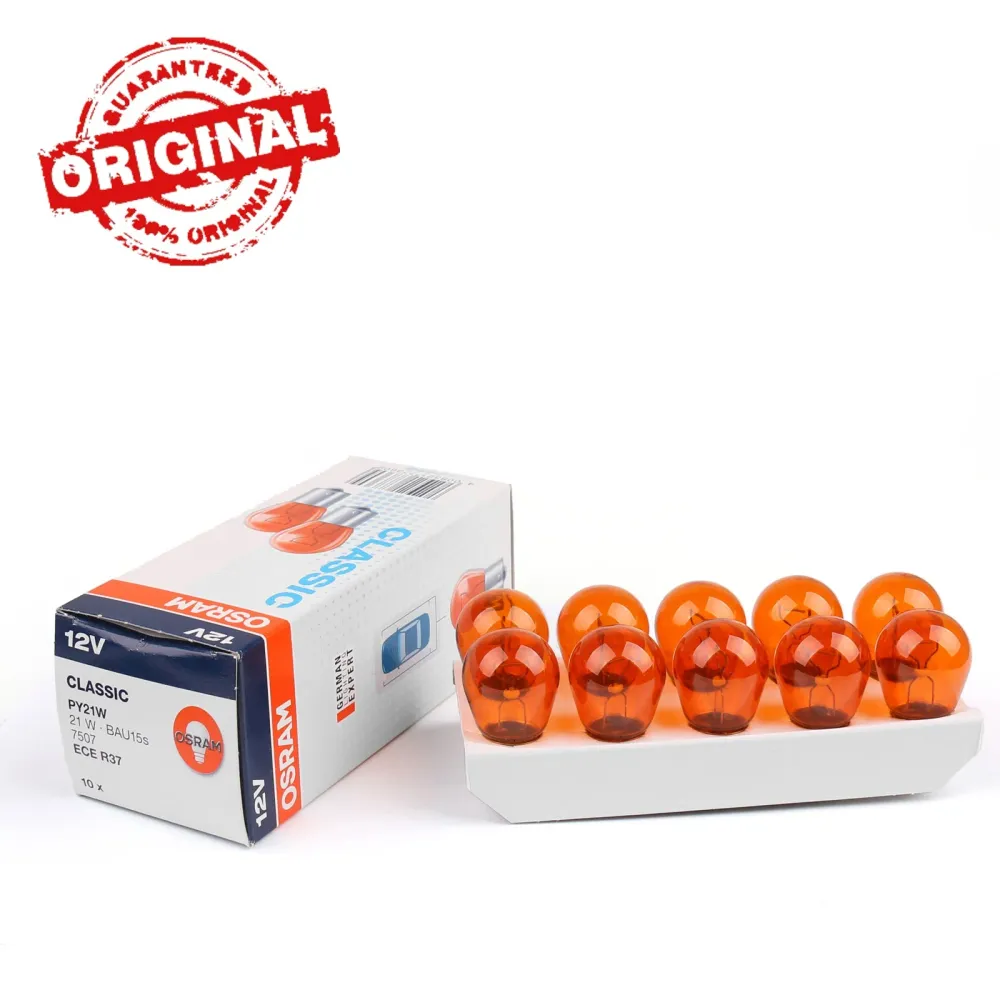 10x 7507 21W 12V PY21W OSRAM 2200K Car Auto Turn Indicator Lamp Pærer Amber Generic