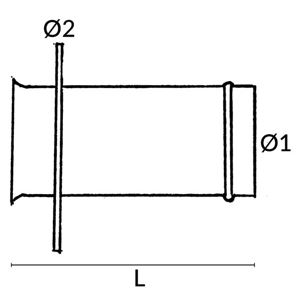 1852, 63 mm eksosrør rett, elektropolert rustfritt stål, Ø1: 63 mm, Ø2: 103 mm, L: 130 mm