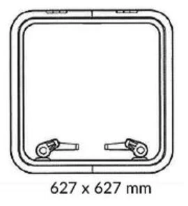 1852, Marineluke lavprofil Alu, 627 x 627 mm