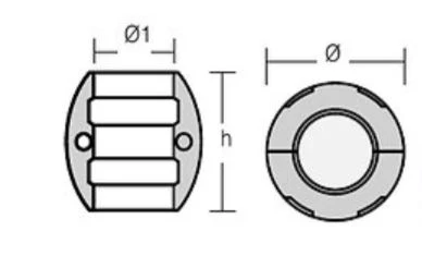 1852, sinkakselanode 28mm, 2/4 hull, Ø28mm, H56mm, Ø58mm