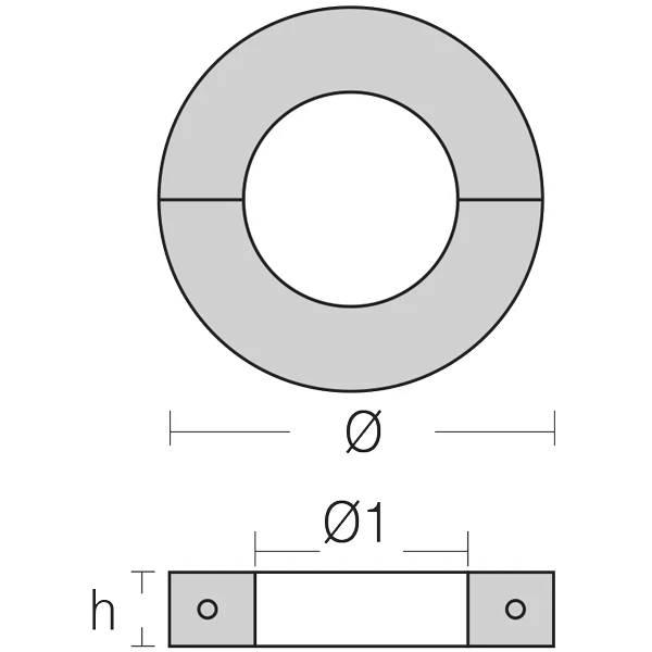 1852, Skaftanode 30mm skaft, smalt 18mm, sink, Ø65mm
