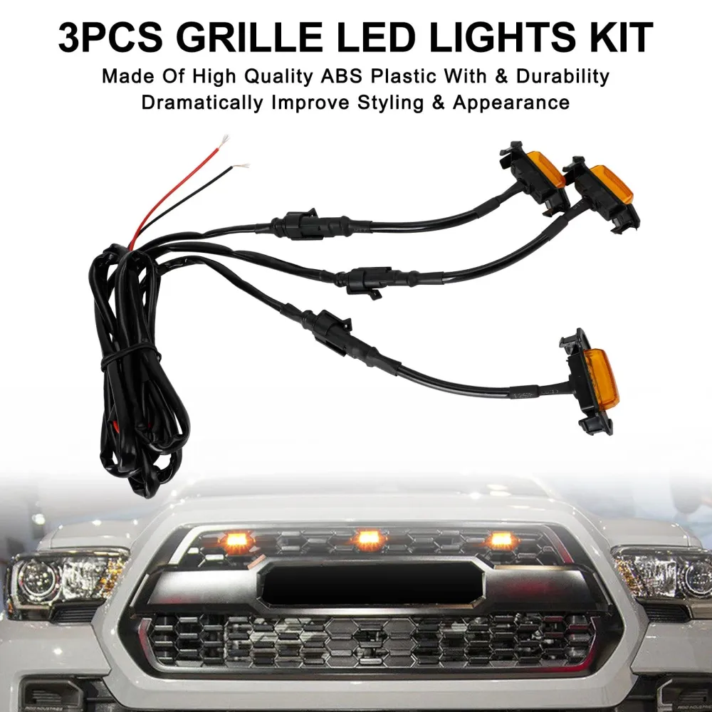 2001-2011 2016-2023 Toyota Tacoma TRD Pro 3PCS Front Bumper Hood Grille LED-lys