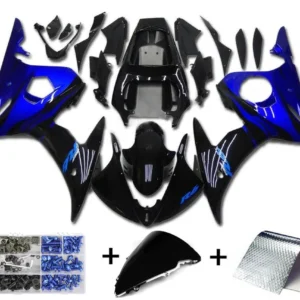 2003-2004 Yamaha YZF R6 Fairing Blue Black Kit
