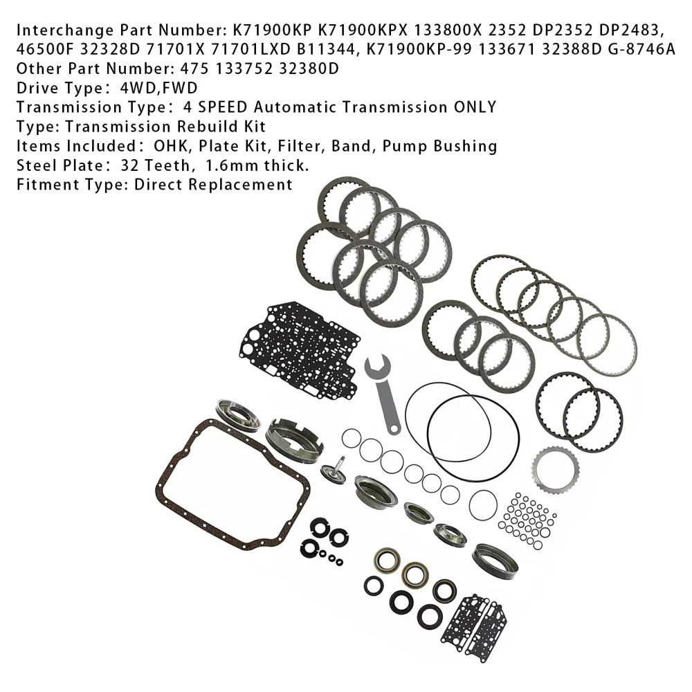 2004-up Mazda 3i/3s/3SP23 4 SP F/4WD L4 2.0L 2.3L FN4A-EL 4F27E Transmission Banner Rebuild Kit 99-Up m/stempler