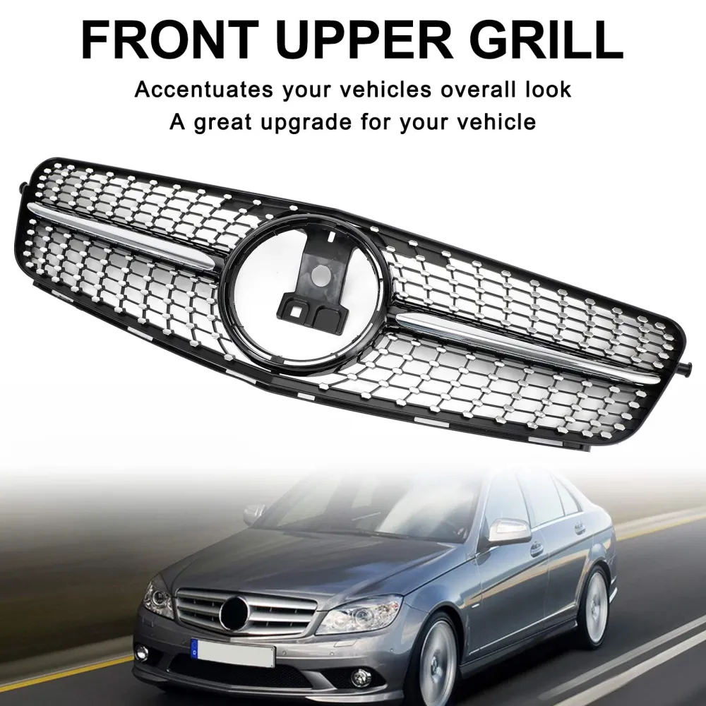 2008–2014 Benz C-klasse (W204C180 C200 C250 C350 Frontgrill Grill Sort Krom Generisk