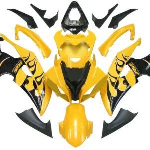 2008-2016 Yamaha YZF-R6 kåper gul & Black Flame R6 Racing Generisk
