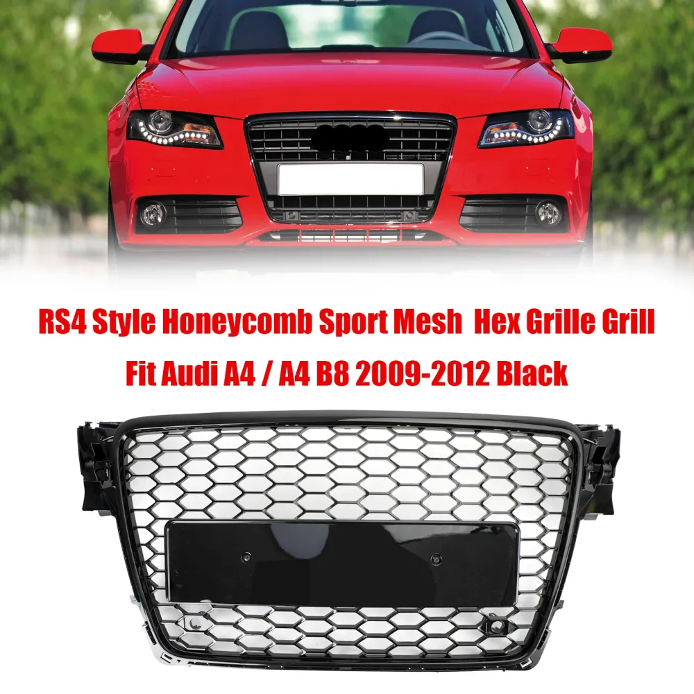 2009-2012 Audi A4/S4 B8 RS4 Style Honeycomb Sport Mesh Hex Grille Grill