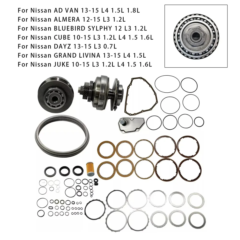 2010-2015 Nissan JUKE L3 1.2L L4 1.5 1.6L Hovedgirkasse Reparasjonssett & Remskivesett med rem JF015E RE0F11A