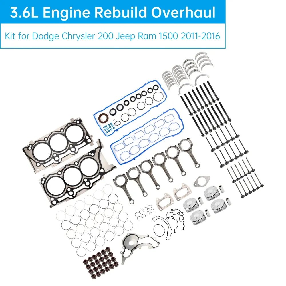 2011-2016 Chrysler 300 3.6L 3604cc 220cid V6 Flex DOHC 3.6L Motor Rebuild Overhaling Kit 5184088AF H1517CPA