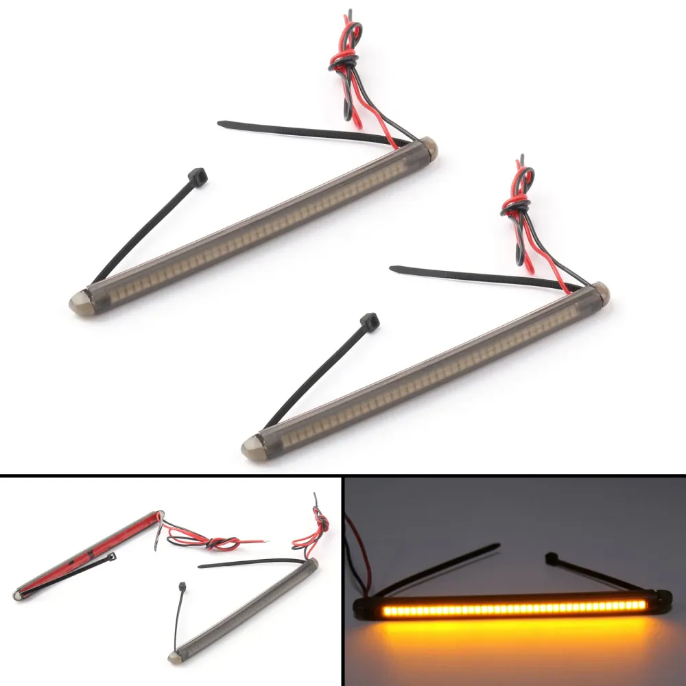 43mm-46mm gaffel LED blinklys stripe Amber Light Kit Harley Victory Honda Generic