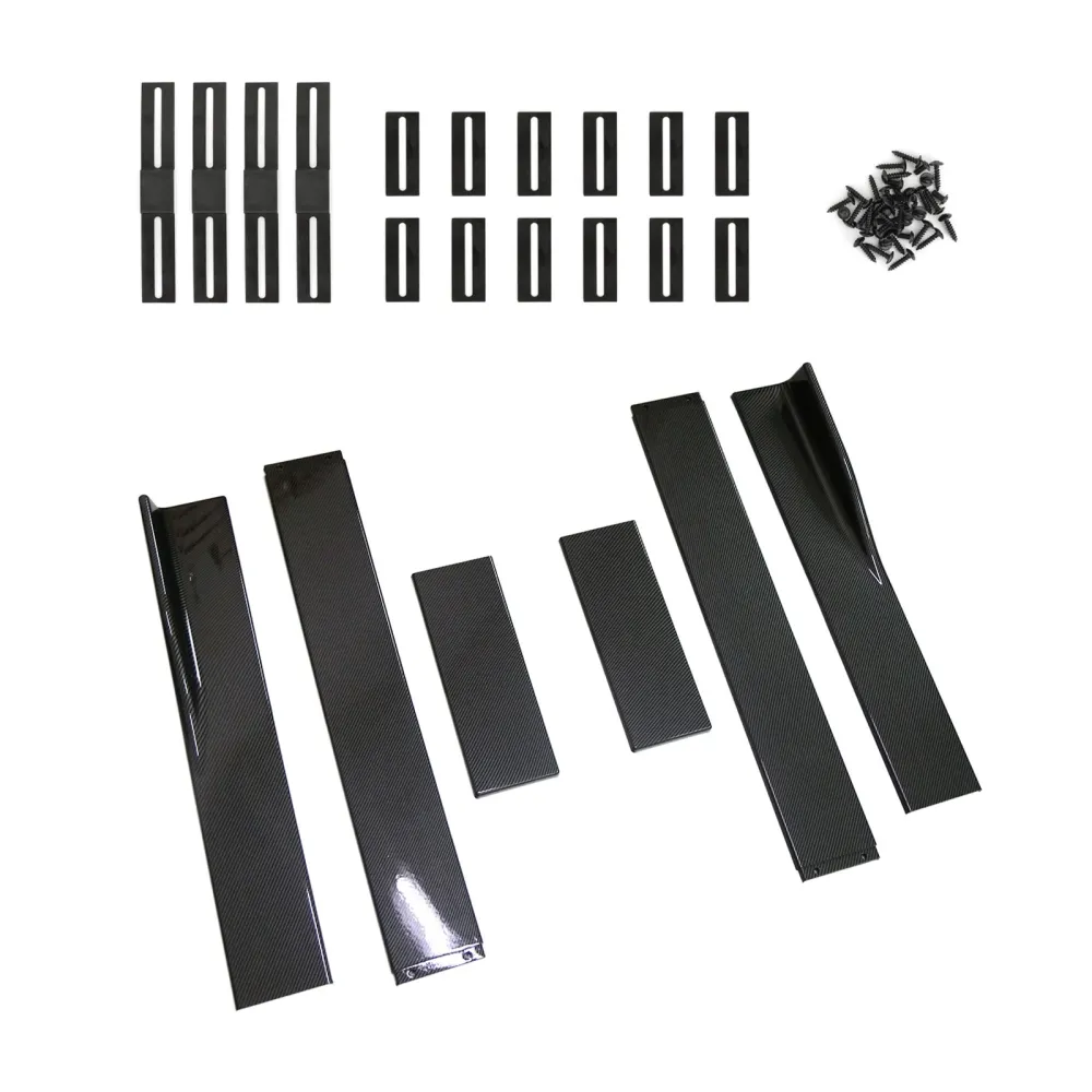 86.6" Universelle sideskjørtforlengere Rocker Panel Splitters Leppe Karbonfiberutseende Generisk