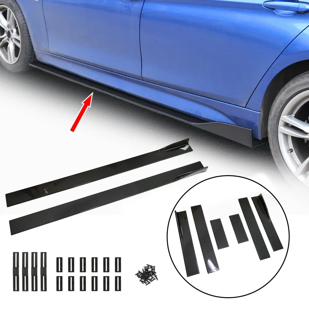 86.6" Universelle sideskjørtforlengere Rocker Panel Splitters Leppe Karbonfiberutseende Generisk