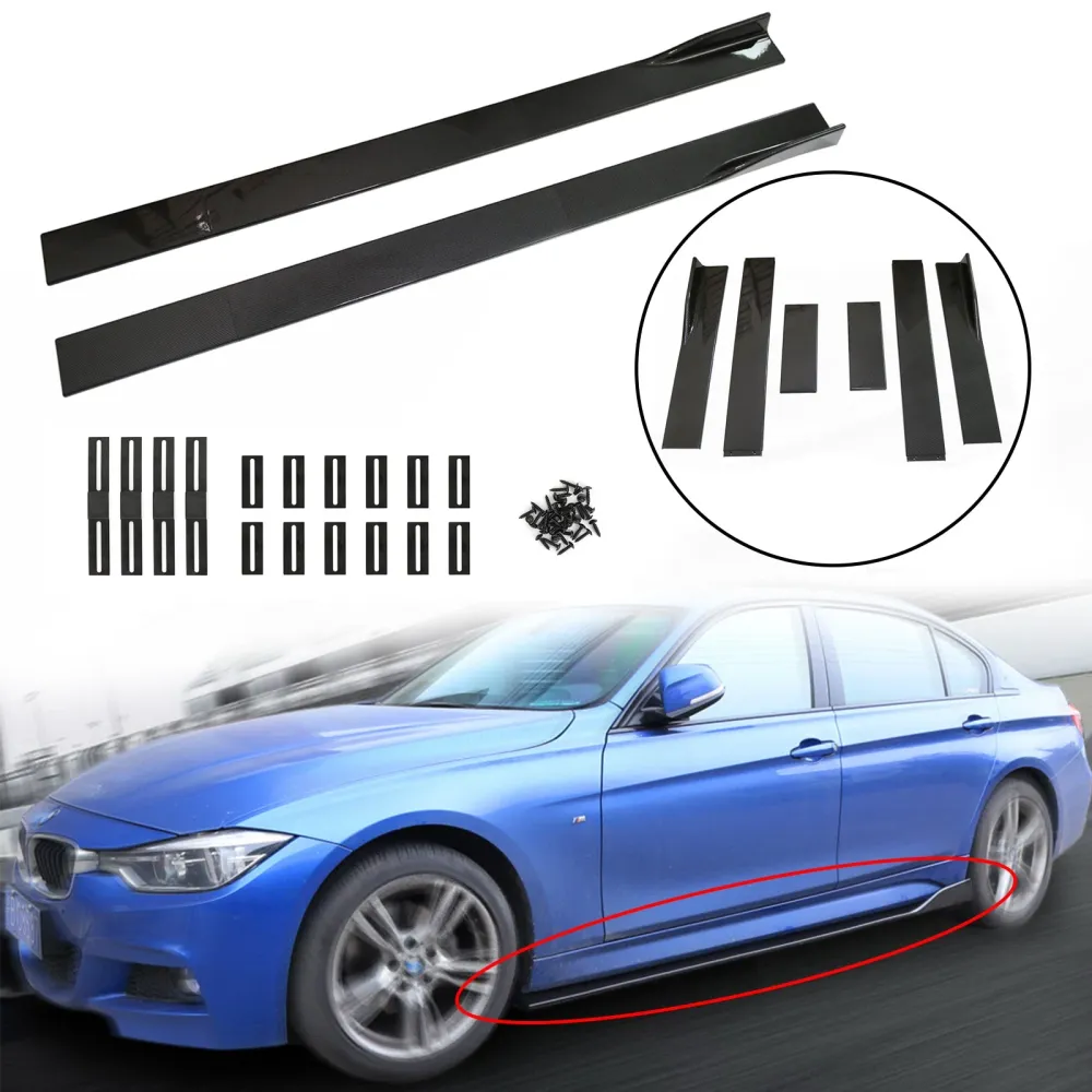 86.6" Universelle sideskjørtforlengere Rocker Panel Splitters Leppe Karbonfiberutseende Generisk