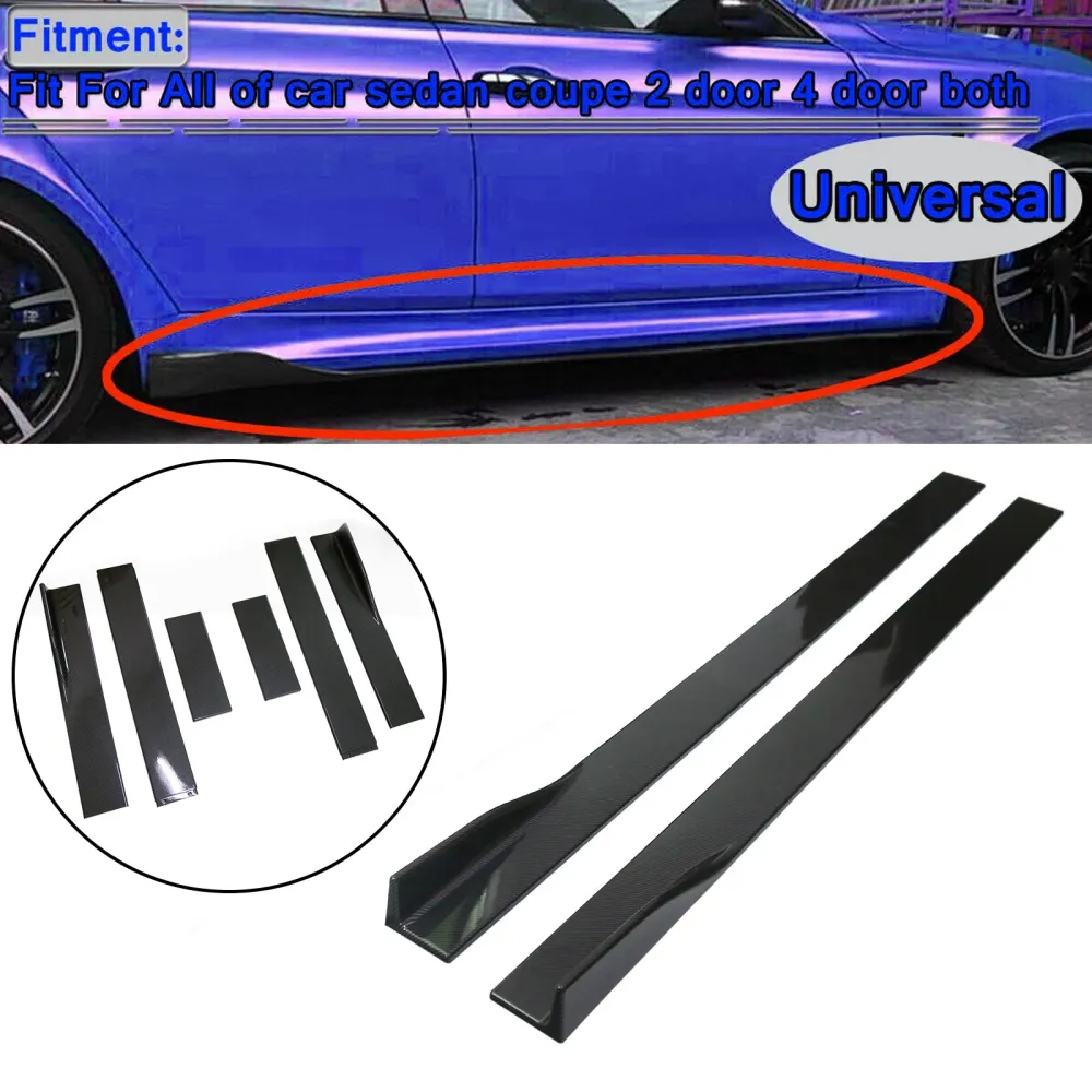 86.6" Universelle sideskjørtforlengere Rocker Panel Splitters Leppe Karbonfiberutseende Generisk