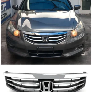 Accord 2011-2012 Honda Ny fremre øvre støtfanger hette svart kromgrill erstatningsgitter generisk