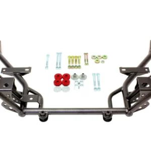 BMR 05-14 S197 Mustang K-Member w/ 1/2in Lowered Motor Mount and STD. Rack Mounts - Black Hammertone