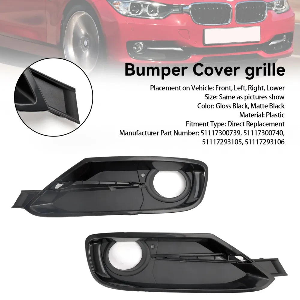 BMW 3-serie F30 F31 2013-2015 2PCS Front Bumper Fog Light Grille Covers