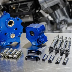 S&S Cycle 2017+ M8 Oil Cooled Cam Chest Kit w/o Cam - Chrm Pushrod Tubes & Chain Tensioner Incl. VVT
