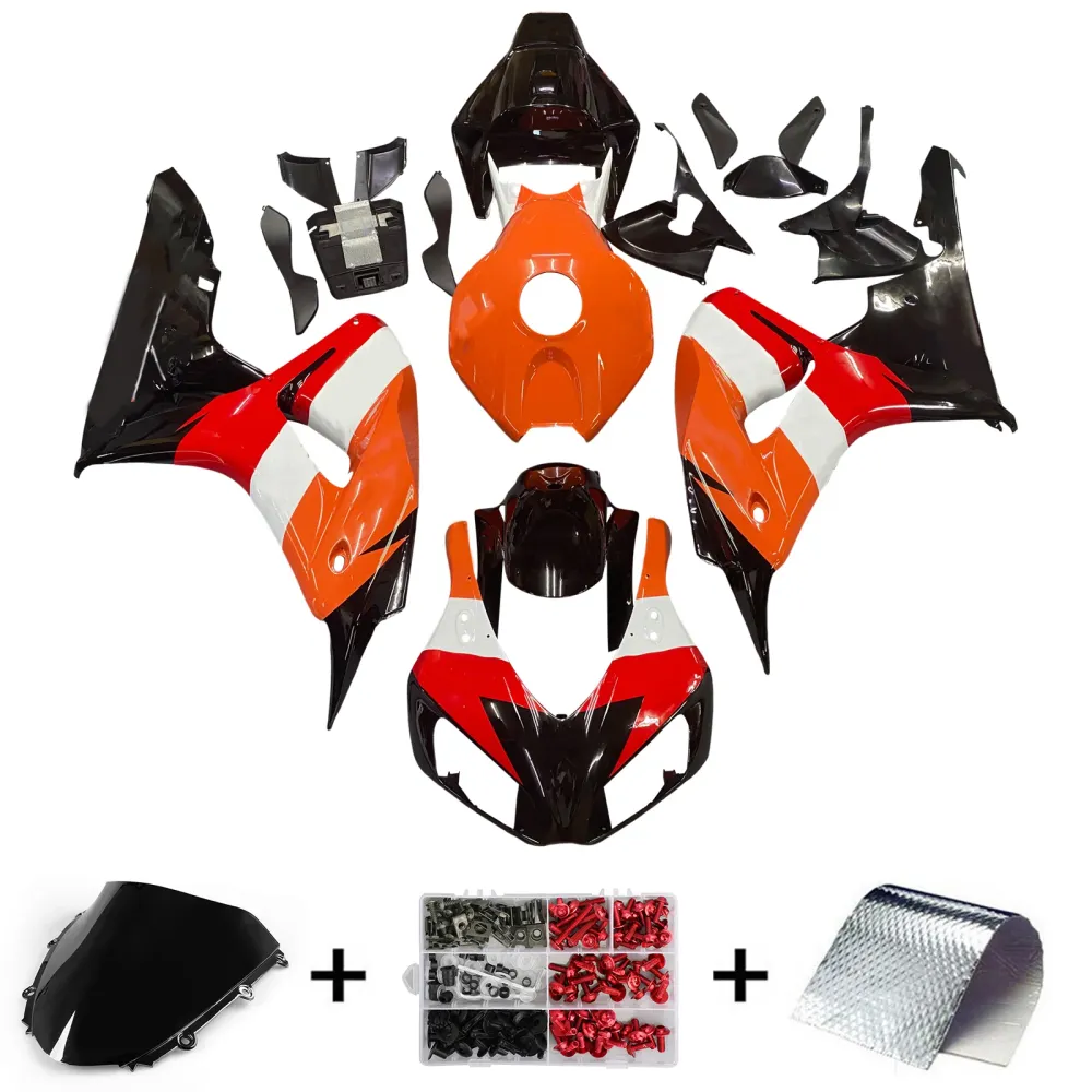 Fairings 2006-2007 Honda CBR 1000 RR Black Orange Repsol Racing Generic